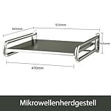 Ccarzzi Estantería para microondas de acero inoxidable para montaje en pared, soporte para microondas, estante de cocina con gancho móvil, para horno, microondas, condimento, utensilios de cocina