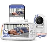 jeeber 2K/3MP Camara Vigilancia Bebe con App Movil, 5" IPS Pantalla, Rotación de 360 ​​Grados, Visión Nocturna, Detección Inteligente de llanto, Área de Seguridad Personalizada, VOX