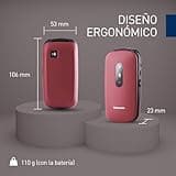 Panasonic KX-TU446EXR Teléfono Móvil para Personas Mayores, Resistente a Golpes, Cámara, Incluye Auriculares y Cargador, Indicador LED, Pantalla A Color 2,4 Pulgadas, Llamada De Emergencia SOS, Rojo