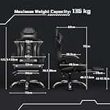 Yaheetech Silla de Oficina Silla Gaming con Reposapies Silla Ergonómica con Ruedas Silla Ordenador Ajustable Silla con Soporte Lumbar Capacidad MAX 136 KG Negro