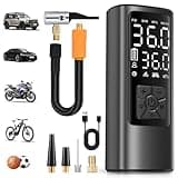 HOVVIDA Compresor de Aire Portatil, Inflador Ruedas Coche 150 PSI (10,3 Bar) 5V, Compresor Aire Coche Bicicleta, Batería Recargable, con LED, para Coche, Moto, Bicicleta, Pelota