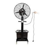 Ventilador nebulizador Exterior terraza Jardin Bar deposito Agua 42 litros/Ventiladores de pedestal/Ventilador Industrial de pie /3 Velocidades/Negro