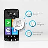 SPC Zeus 4G Pro + Carcasa | Smartphone fácil Uso Mayores | Iconos XXL, Botón SOS, Configuración remota | 5,5”, 4GB RAM, 64GB Memoria Interna, cámara 13MP, Android 11, Base de Carga, Negro
