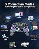 EasySMX X15 Mando PC Inalambrico con RGB Luz- Hall Joystick- Hall Trigger- 1000 mAh Batería Recargable- Turbo para PC/Switch/Móvil/Tableta- Gamepad PC Compatible con Black Myth: Wukong- Gris