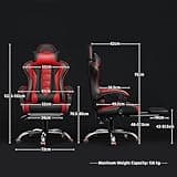 Yaheetech Silla de Oficina Silla Gaming con Reposapies Silla Ergonómica con Ruedas Silla Ordenador Ajustable Silla con Soporte Lumbar Capacidad MAX 136 KG Rojo