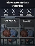 GHB Camara Vigilancia Bebe 5" 720P HD IPS Vigilabebes con Camara con Pantalla de 5000mAh, Visión Nocturna, Comunicación Bidirecciona Escucha Bebes