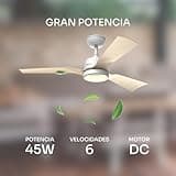 Mellerware - Ventilador de Techo Exterior con Luz Brizy Bright Outdoor 45W | IP24 | Ultra Silencioso | 6 Velocidades | Función Verano-Invierno | 3 Aspas | Temporizador | LED | Mando a Distancia
