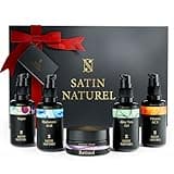 Satin Naturel Regalo Para Mujer - Serum Vitamina C Retinol puro para la cara + Serum Acido Hialuronico + Crema Hidratante Facial Mujer + Aceite de Argan 5x30ml