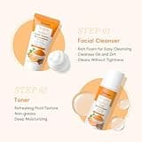 QUIYUM Set de Cuidado de la Piel con Curcuma Vitamina C, 5 Piezas Kit Skincare Facial Mujer Completo, con Leche Limpiadora Facial Tónico Crema para Ojos Suero y Crema Facial