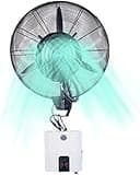 CNAOHGHN Ventilador nebulizador de pared, ventilador oscilante, taller de garaje con 3 velocidades de refrigeración y tanque de 15 litros, ventilador de refrigeración para patio, restaurante exterior