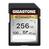 Gigastone - Tarjeta de Memoria SDXC de 256 GB, 4K Cámara Pro Serie, Velocidad de Transferencia de hasta 100 MB/s. Compatible con cámara Canon Nikon Sony Videocámara, A1 V30 UHS-I Clase 10 para 4K UHD