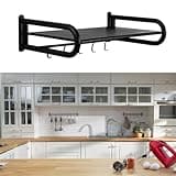 Fenteer Estante de Montaje en Pared para microondas, Soporte para Horno eléctrico Que Ahorra Espacio, Estante de Pared, Soporte para Horno microondas para, 50cm Negro