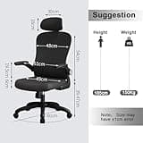 LEVIPE Silla de Oficina - Silla de Oficina Ergonómica con Soporte Lumbar, Reposabrazos, Reposacabezas Ajustable, Cómodo Respaldo Alto Silla de Ordenador Giratoria para el Hogar Oficina Negro