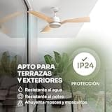 Mellerware - Ventilador de Techo Exterior con Luz Brizy Bright Outdoor 45W | IP24 | Ultra Silencioso | 6 Velocidades | Función Verano-Invierno | 3 Aspas | Temporizador | LED | Mando a Distancia
