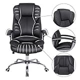 SONGMICS Silla de Oficina, Silla de Escritorio, Silla de Juego con Reposabrazos, Silla de Ordenador, Silla Ejecutiva, Altura Ajustable , para Estudio, Negro Tinta OBG57B