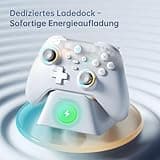 G3V2 Mando Inalambrico PC con Base de Carga, Joysticks Trigger Hall, Iluminación RGB - Sin Deriva de Joystick, Mando Bluetooth Gaming para PC/Switch/iOS/Android, 1000mAh, 2.4G/BT/USB-C (Blanco, PE)