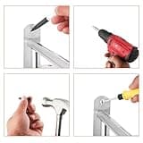 Ccarzzi Estantería para microondas de acero inoxidable para montaje en pared, soporte para microondas, estante de cocina con gancho móvil, para horno, microondas, condimento, utensilios de cocina