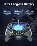 EasySMX X15 Mando PC Inalambrico con RGB Luz- Hall Joystick- Hall Trigger- 1000 mAh Batería Recargable- Turbo para PC/Switch/Móvil/Tableta- Gamepad PC Compatible con Black Myth: Wukong- Gris