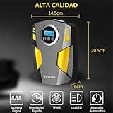SYTUNG Inflador Ruedas Coche, Compresor Aire Portatil de Neumáticos de Coche con 3 Adaptadores de Boquilla y Luces LED Digitales, de Aire para Neumáticos de Coche y Otros Inflables