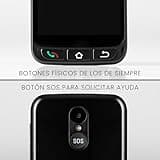 SPC Zeus 4G Pro + Carcasa | Smartphone fácil Uso Mayores | Iconos XXL, Botón SOS, Configuración remota | 5,5”, 4GB RAM, 64GB Memoria Interna, cámara 13MP, Android 11, Base de Carga, Negro