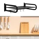 Fenteer Estante de Montaje en Pared para microondas, Soporte para Horno eléctrico Que Ahorra Espacio, Estante de Pared, Soporte para Horno microondas para, 50cm Negro