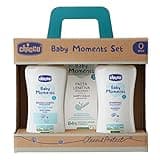 Chicco Set Baby Moments con Baño Corporal de 200 ml, Champú Sin Lágrimas de 200 ml, Pasta Calmante de 100 ml, Idea de Regalo, 0 Meses +