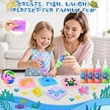 Dreamon Juego de Pesca Aqua Fairy, 71PCS Kit de Aqua Gelz con 14 Colores, 2 Cañas de Pescar y 20 Moldes, Juguete DIY Creativo Educativo Regalo para Niños y Niñas 3 4 5 6 Años