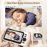 Blemil Monitor para bebés con batería de 30 Horas, Monitor para bebés de vídeo de Pantalla Grande de 5 Pulgadas con cámara y Audio, visión Nocturna, lulabies, sin WiFi