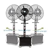 Ventilador nebulizador Exterior terraza Jardin Bar deposito Agua 42 litros/Ventiladores de pedestal/Ventilador Industrial de pie /3 Velocidades/Negro