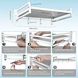ABCOOL Estante de pared para horno microondas para cocina y hogar, soporte de encimera de acero al carbono con riel de gancho y 3 ganchos deslizantes
