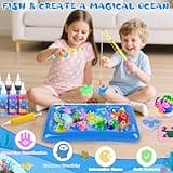 Dreamon Juego de Pesca Aqua Fairy, 71PCS Kit de Aqua Gelz con 14 Colores, 2 Cañas de Pescar y 20 Moldes, Juguete DIY Creativo Educativo Regalo para Niños y Niñas 3 4 5 6 Años