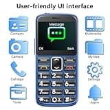 Ufferson Teléfono Móvil para Personas Mayores con Teclas Grandes, Grande de 2,4 Pulgadas, Botón SOS, Base Cargadora, Volumen Alto, Fácil de Usar Celular para Ancianos con Base Cargadora - Azul