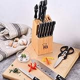 Renberg Tenessy | Cuchillos de Cocina | Set Completo de 15 Piezas con Tacoma de Madera | Perfectos para Cortar Todo Tipo de Ingredientes | Cocina Profesional | Fabricados en Acero Inoxidable