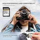 Gigastone - Tarjeta de Memoria SDXC de 256 GB, 4K Cámara Pro Serie, Velocidad de Transferencia de hasta 100 MB/s. Compatible con cámara Canon Nikon Sony Videocámara, A1 V30 UHS-I Clase 10 para 4K UHD