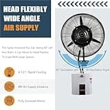 CNAOHGHN Ventilador nebulizador de pared, ventilador oscilante, taller de garaje con 3 velocidades de refrigeración y tanque de 15 litros, ventilador de refrigeración para patio, restaurante exterior