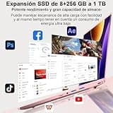 Ordenador Portátil 14 Pulgadas Celeron N5095 Upto 2,9 GHz Portatiles 8GB RAM 256GB SSD TF 1TB LPDDR4 Win11 5G WiFi 1920*1080 FHD Widevine L1 Laptop Película Protectora Español - Oro Cuerpo Metálico