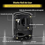 SYTUNG Inflador Ruedas Coche, Compresor Aire Portatil de Neumáticos de Coche con 3 Adaptadores de Boquilla y Luces LED Digitales, de Aire para Neumáticos de Coche y Otros Inflables