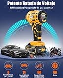 AUTDER Inflador Neumáticos 180PSI, Compresor Portátil Coches/Motos con Batería 21V Recargable 2000mAh, Autoapagado, Luz LED, Incluye Funda Impermeable (Amarillo Negro)