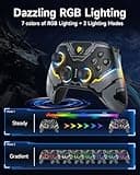 EasySMX X15 Mando PC Inalambrico con RGB Luz- Hall Joystick- Hall Trigger- 1000 mAh Batería Recargable- Turbo para PC/Switch/Móvil/Tableta- Gamepad PC Compatible con Black Myth: Wukong- Gris