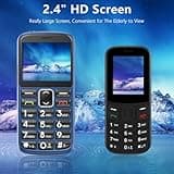 Ufferson Teléfono Móvil para Personas Mayores con Teclas Grandes, Grande de 2,4 Pulgadas, Botón SOS, Base Cargadora, Volumen Alto, Fácil de Usar Celular para Ancianos con Base Cargadora - Azul