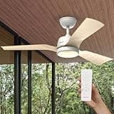 Mellerware - Ventilador de Techo Exterior con Luz Brizy Bright Outdoor 45W | IP24 | Ultra Silencioso | 6 Velocidades | Función Verano-Invierno | 3 Aspas | Temporizador | LED | Mando a Distancia