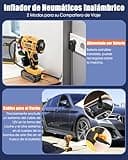 AUTDER Inflador Neumáticos 180PSI, Compresor Portátil Coches/Motos con Batería 21V Recargable 2000mAh, Autoapagado, Luz LED, Incluye Funda Impermeable (Amarillo Negro)