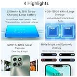 HONOR X6b Smartphone 4GB 128GB, 5200mAh Batería, 50MP Cámara, 6.56" 90Hz TFTLCD, Android 14, Dual Sim, NFC, Negro