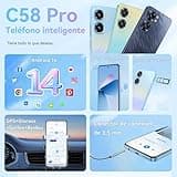 OUKITEL C58 Pro Android 14 Teléfono Móvil Libres - 6.7 Pantalla HD+ 90Hz Teléfonos Inteligentes, 24GB+256GB/1TB, Batería 5150mAh, Cámara 50MP Smartphone, 4G Dual SIM/OTG/GPS/Fingerprint/Face ID