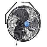 iLIVING Ventilador Resistente a la Intemperie para Interiores y Exteriores de Velocidad Variable de 14 Pulgadas montado en la Pared Grado industrialde Carga 2473 CFM, Negro, Exterior 14