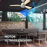 Mellerware - Ventilador de Techo Exterior con Luz Brizy Bright Outdoor 45W | IP24 | Ultra Silencioso | 6 Velocidades | Función Verano-Invierno | 3 Aspas | Temporizador | LED | Mando a Distancia