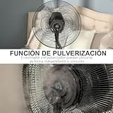 HOMCOM Ventilador de Pie Oscilante con Nebulizador 90W Iones Negativos Control Remoto 5 Aspas Tanque de Agua 3,1 L 3 Velocidades Temporizador y Ruedas 44,5x44,5x135 cm Negro