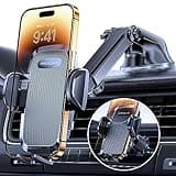 Miracase Soporte Movil Coche [Potente Ventosa], Doble Soporte Metálico para Parabrisas/Salpicadero/Ventilación de Aire, Soporte Teléfono Coche Universal para Smartphone
