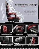 Yaheetech Silla de Oficina Silla Gaming con Reposapies Silla Ergonómica con Ruedas Silla Ordenador Ajustable Silla con Soporte Lumbar Capacidad MAX 136 KG Rojo
