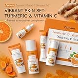 QUIYUM Set de Cuidado de la Piel con Curcuma Vitamina C, 5 Piezas Kit Skincare Facial Mujer Completo, con Leche Limpiadora Facial Tónico Crema para Ojos Suero y Crema Facial